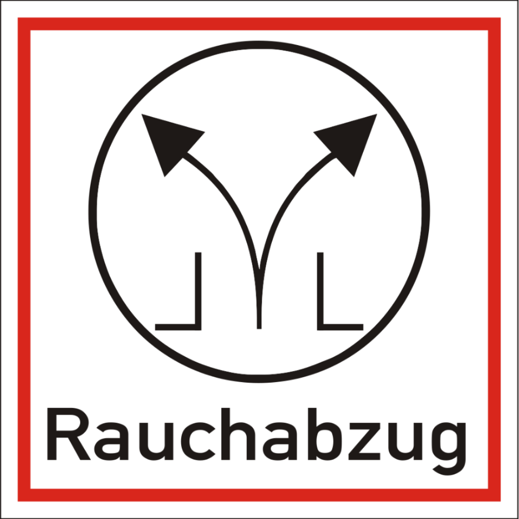 Brandschutzschild Rauch- und Wärmeabzugseinrichtung, Flexibler Kunststoff, langnachleuchtend, selbstklebend, 200x200mm