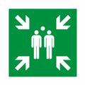 Rettungsschild Sammelstelle, nach ISO 7010, Kunststoff, in den Maßen 200x200 + 400x400mm