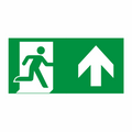 Rettungswegschild "geradeaus", nach ISO 7010 / E002 + E002 ISO 3864-3, Kunststoff, langnachleuchtend, in den Maßen 297x148mm + 400x200mm