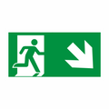 Rettungswegschild "rechts abwärts", nach ISO 7010 / E 001 + E 005 ISO 3864-3, Kunststoff langnachleuchtend, in den Maßen 297x148mm + 400x200mm