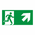 Rettungswegschild "rechts aufwärts", nach ISO 7010 / E 001 + E 005 ISO 3864-3, Kunststoff langnachleuchtend, in den Maßen 297x148mm + 400x200mm