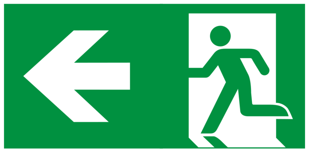 Grünes langnachleuchtendes Fluchtwegschild Rettungsweg nach rechts mit Pfeil nach DIN EN ISO 7010.