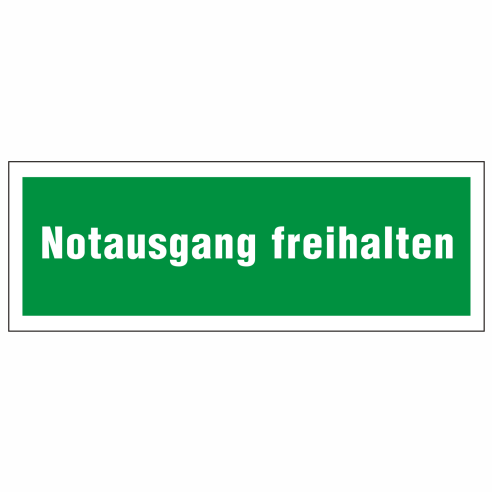 Rettungsschild "Notausgang freihalten", hochwertige HQ-Folie selbstklebend, 297x105mm