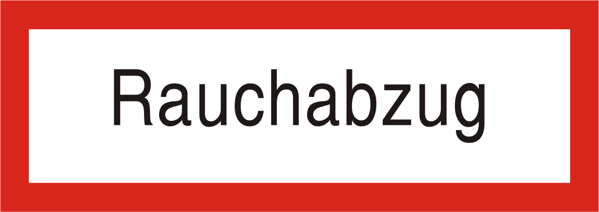 Rotes Brandschutzzeichen Rauchabzug mit weißem Piktogramm F005 nach DIN EN ISO 7010.